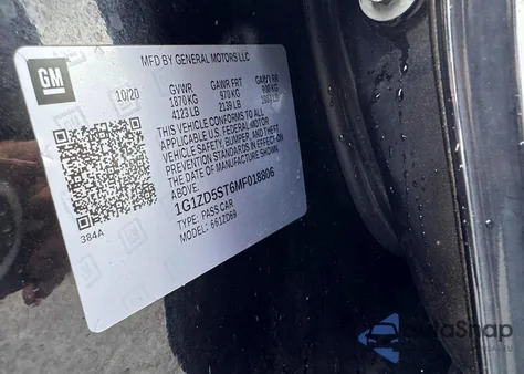 2021 Chevrolet Malibu Lt z USA, uszkodzony, nr VIN 1G1ZD5ST6MF018806